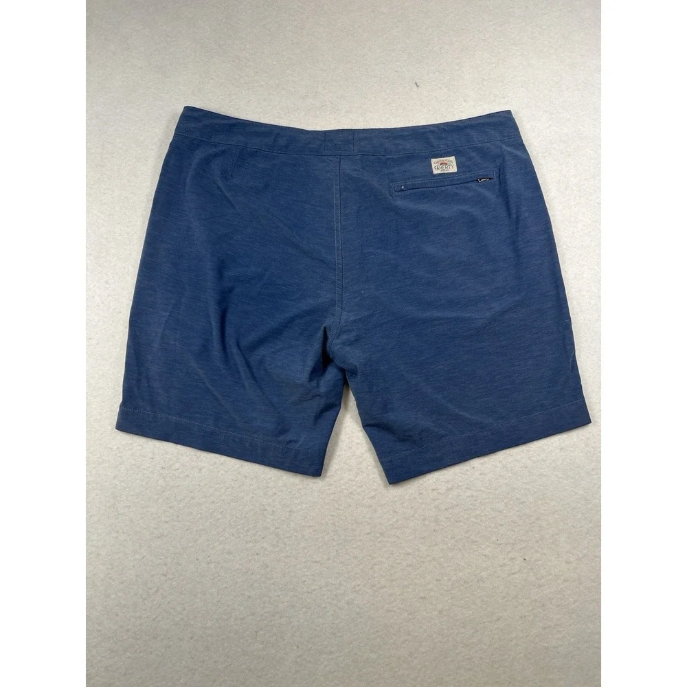 Faherty All Day Shorts Mens 38 Blue Heathered Hybrid Quick Dry‎ Stretch Summer